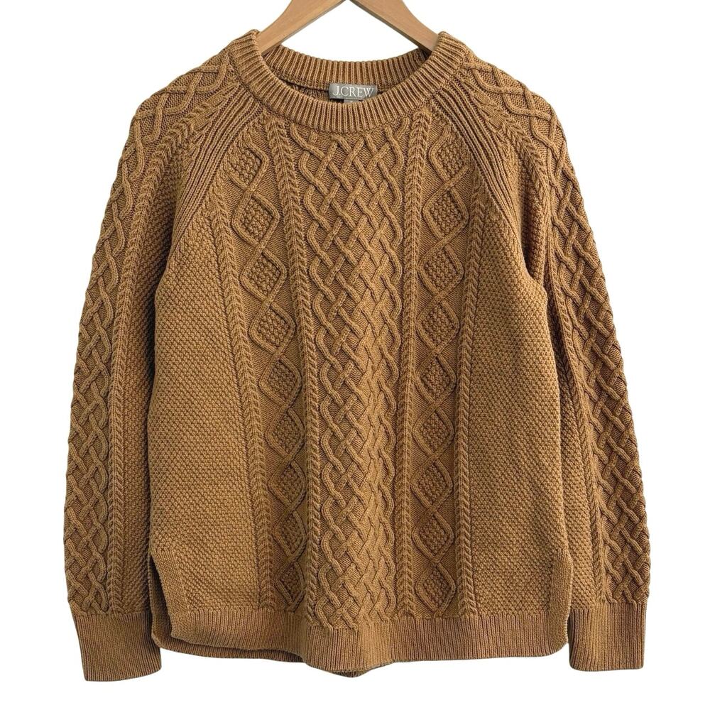 J. Crew Cotton Cable Knit Sweater Womens Size Medium Fisherman Preppy Gorpcore